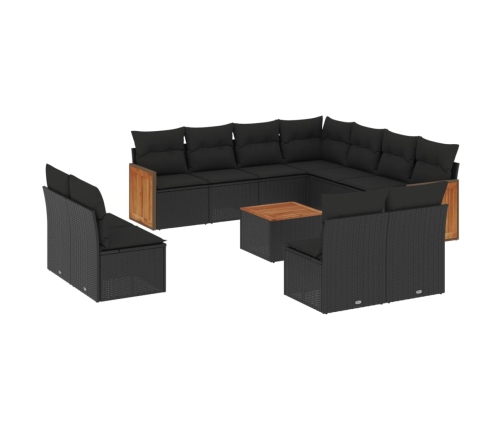 12-Daļīgs Dārza Dīvānu Komplekts, Matrači, Melna Pe Rotangpalma Vidaxl