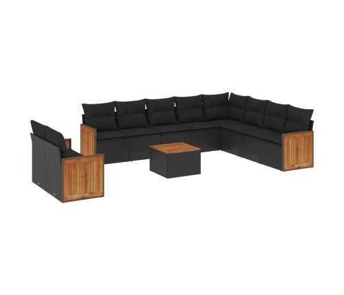 11-Daļīgs Dārza Dīvāna Komplekts, Matrači, Melna Pe Rotangpalma Vidaxl