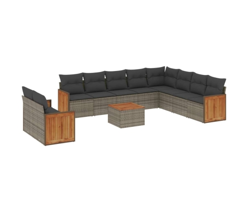 11-Daļīgs Dārza Dīvāna Komplekts Ar Matračiem, Pelēks Pe Pinums Vidaxl