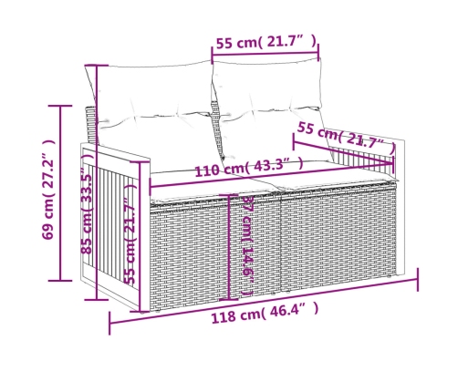 11-Daļīgs Dārza Dīvāna Komplekts Ar Matračiem, Pelēks Pe Pinums Vidaxl