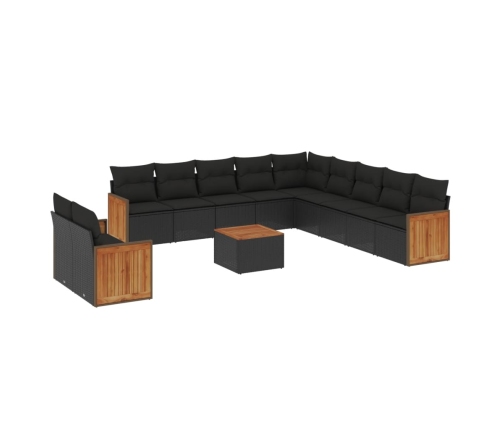 vidaXL 12-daļīgs dārza dīvānu komplekts, matrači, melna PE rotangpalma