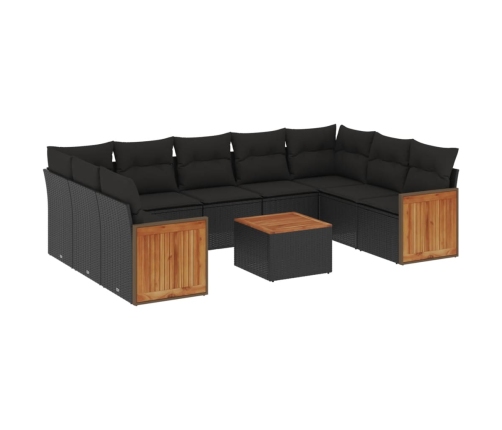 10-Daļīgs Dārza Dīvāna Komplekts, Matrači, Melna Pe Rotangpalma Vidaxl