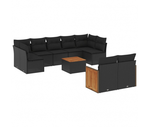 10-Daļīgs Dārza Dīvāna Komplekts, Matrači, Melna Pe Rotangpalma Vidaxl