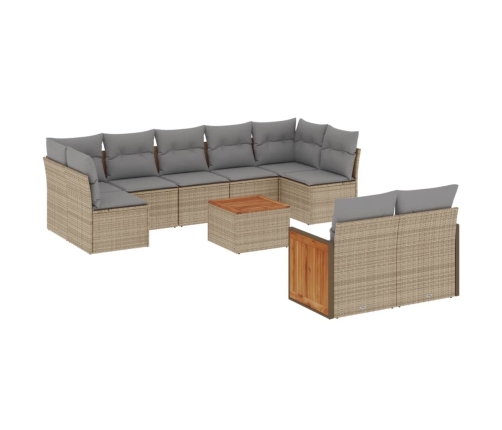 vidaXL 10-daļīgs dārza dīvāna komplekts, matrači, bēša PE rotangpalma