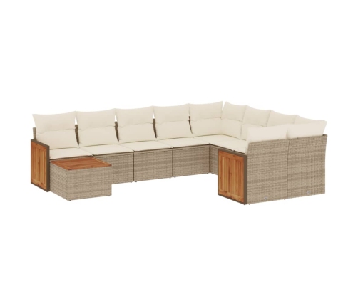 vidaXL 10-daļīgs dārza dīvāna komplekts, matrači, bēša PE rotangpalma