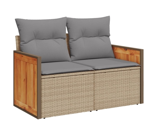 vidaXL 11-daļīgs dārza dīvāna komplekts, matrači, bēša PE rotangpalma