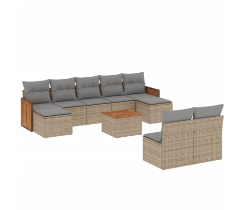 10-Daļīgs Dārza Dīvāna Komplekts, Matrači, Bēša Pe Rotangpalma Vidaxl