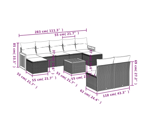 10-Daļīgs Dārza Dīvāna Komplekts, Matrači, Bēša Pe Rotangpalma Vidaxl