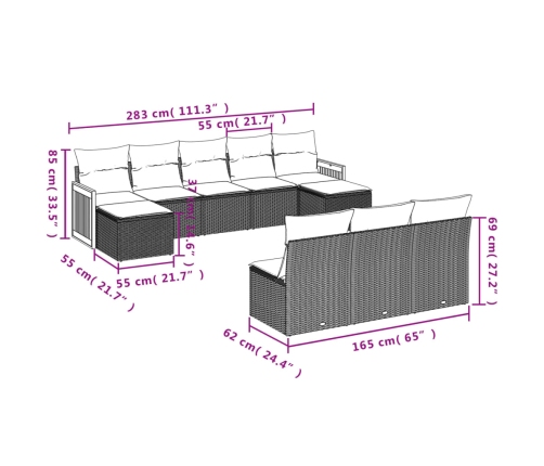 10-Daļīgs Dārza Dīvāna Komplekts, Matrači, Bēša Pe Rotangpalma Vidaxl