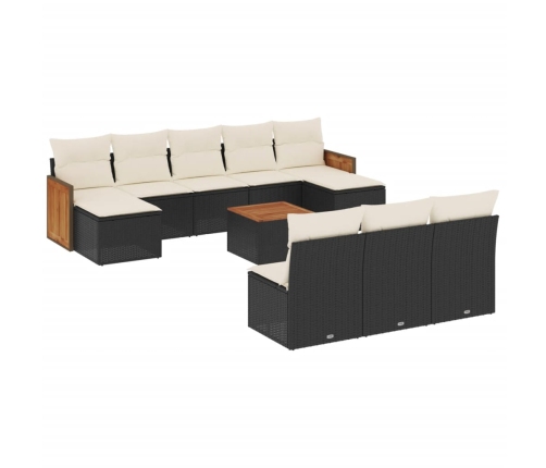 vidaXL 11-daļīgs dārza dīvāna komplekts, matrači, melna PE rotangpalma