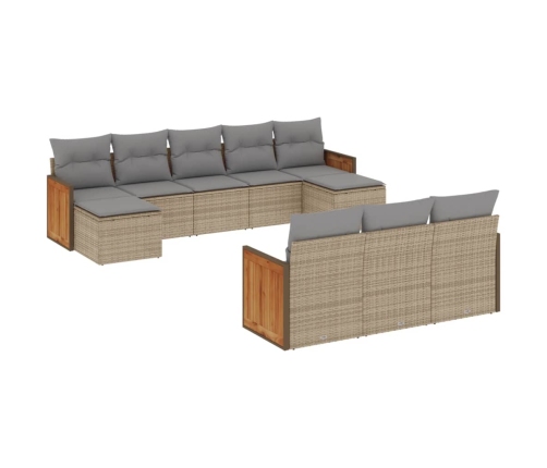 10-Daļīgs Dārza Dīvāna Komplekts, Matrači, Bēša Pe Rotangpalma Vidaxl