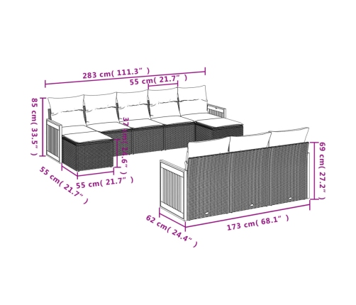 10-Daļīgs Dārza Dīvāna Komplekts, Matrači, Bēša Pe Rotangpalma Vidaxl
