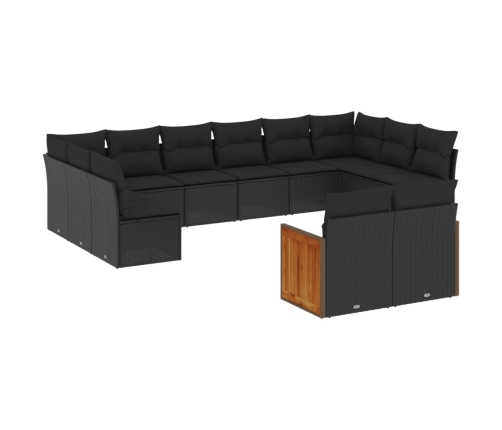 vidaXL 12-daļīgs dārza dīvānu komplekts, matrači, melna PE rotangpalma