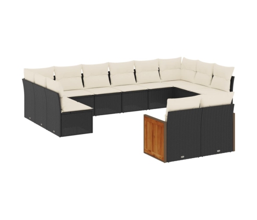 vidaXL 12-daļīgs dārza dīvānu komplekts, matrači, melna PE rotangpalma