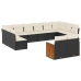 vidaXL 12-daļīgs dārza dīvānu komplekts, matrači, melna PE rotangpalma