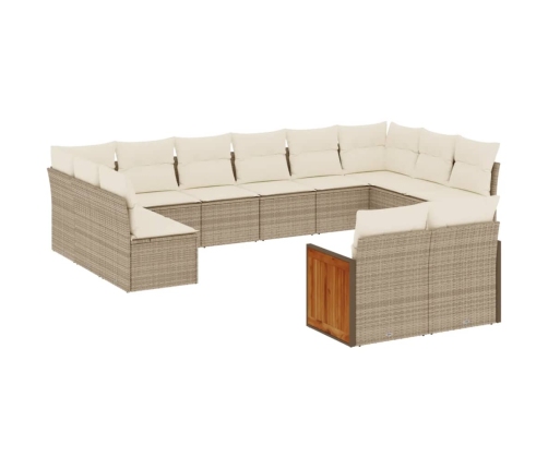 vidaXL 12-daļīgs dārza dīvāna komplekts, matrači, bēša PE rotangpalma