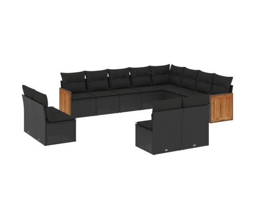 vidaXL 12-daļīgs dārza dīvānu komplekts, matrači, melna PE rotangpalma