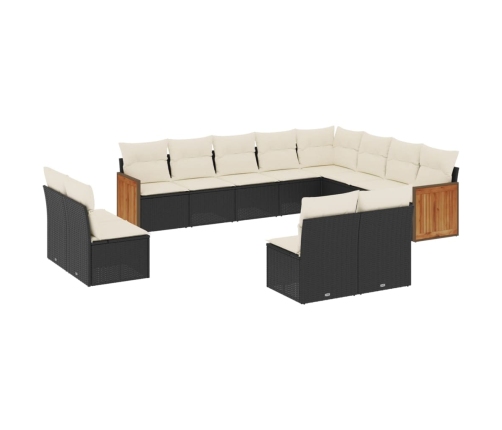 vidaXL 12-daļīgs dārza dīvānu komplekts, matrači, melna PE rotangpalma