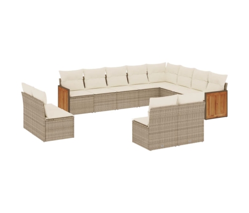 12-Daļīgs Dārza Dīvāna Komplekts, Matrači, Bēša Pe Rotangpalma Vidaxl