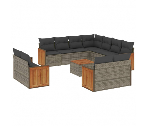 vidaXL 12-daļīgs dārza atpūtas mēbeļu komplekts, matrači, pelēks PE