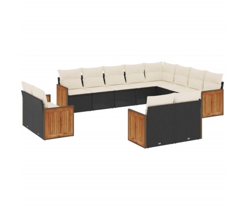 12-Daļīgs Dārza Dīvānu Komplekts, Matrači, Melna Pe Rotangpalma Vidaxl