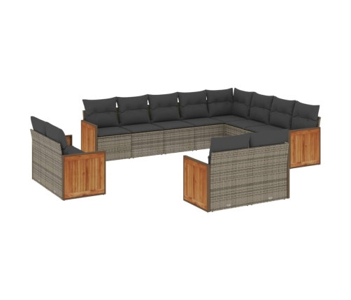 vidaXL 12-daļīgs dārza atpūtas mēbeļu komplekts, matrači, pelēks PE