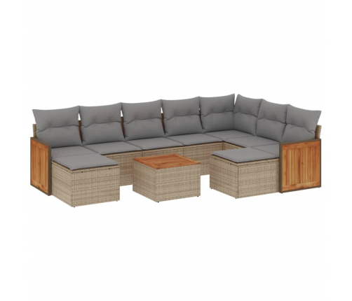 10-Daļīgs Dārza Dīvāna Komplekts, Matrači, Bēša Pe Rotangpalma Vidaxl