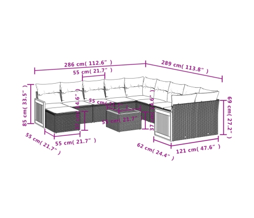 12-Daļīgs Dārza Dīvāna Komplekts, Matrači, Bēša Pe Rotangpalma Vidaxl