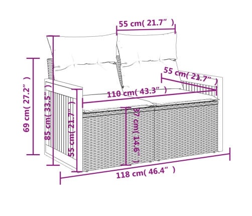 vidaXL 13-daļīgs dārza dīvāna komplekts ar matračiem, PE rotangpalma
