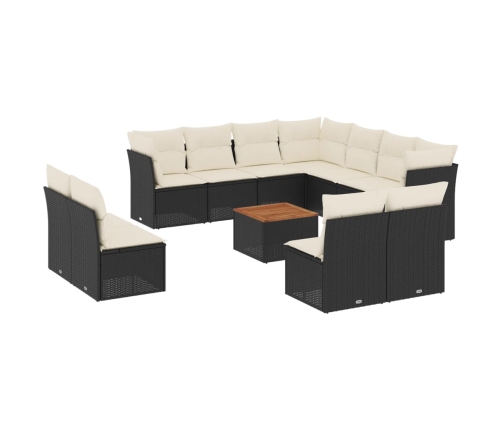 vidaXL 12-daļīgs dārza dīvānu komplekts, matrači, melna PE rotangpalma