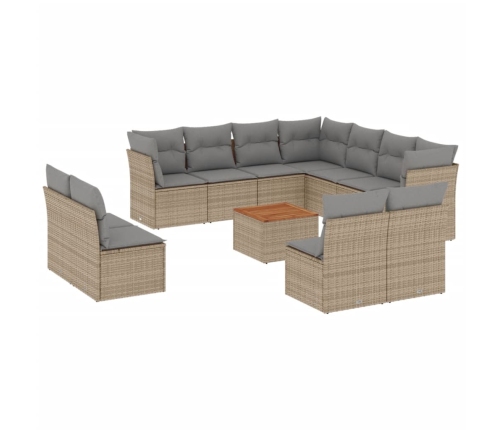 vidaXL 12-daļīgs dārza dīvāna komplekts, matrači, bēša PE rotangpalma