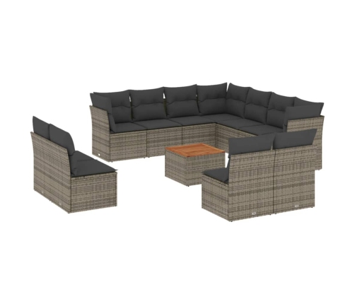 vidaXL 12-daļīgs dārza atpūtas mēbeļu komplekts, matrači, pelēks PE