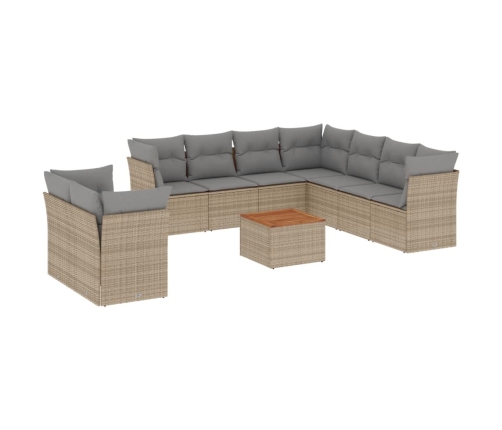 10-Daļīgs Dārza Dīvāna Komplekts, Matrači, Bēša Pe Rotangpalma Vidaxl