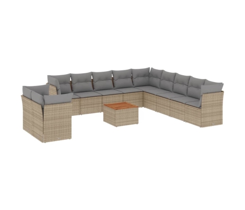 vidaXL 12-daļīgs dārza dīvāna komplekts, matrači, bēša PE rotangpalma