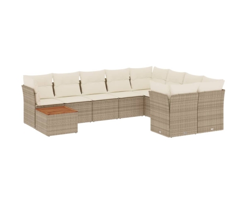 10-Daļīgs Dārza Dīvāna Komplekts, Matrači, Bēša Pe Rotangpalma Vidaxl