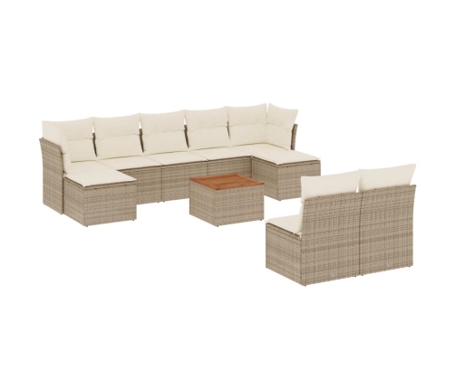 vidaXL 10-daļīgs dārza dīvāna komplekts, matrači, bēša PE rotangpalma