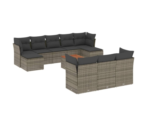 vidaXL 11-daļīgs dārza dīvāna komplekts ar matračiem, pelēks PE pinums