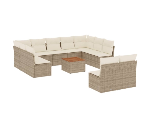 vidaXL 12-daļīgs dārza dīvāna komplekts, matrači, bēša PE rotangpalma