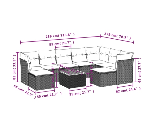 10-Daļīgs Dārza Dīvāna Komplekts, Matrači, Melna Pe Rotangpalma Vidaxl