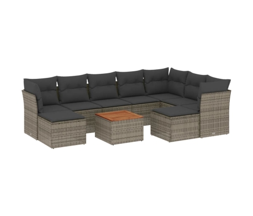 vidaXL 10-daļīgs dārza dīvāna komplekts ar matračiem, pelēks PE pinums