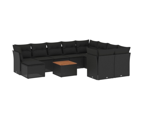 11-Daļīgs Dārza Dīvāna Komplekts, Matrači, Melna Pe Rotangpalma Vidaxl