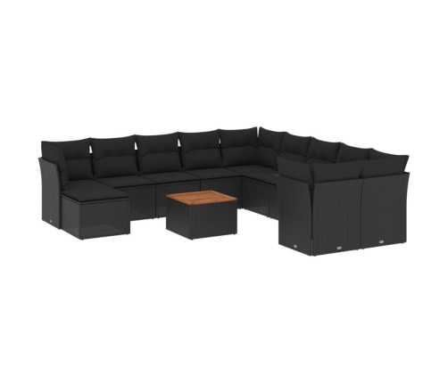 12-Daļīgs Dārza Dīvānu Komplekts, Matrači, Melna Pe Rotangpalma Vidaxl