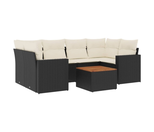 vidaXL 7-daļīgs dārza dīvāna komplekts ar matračiem, melna PE