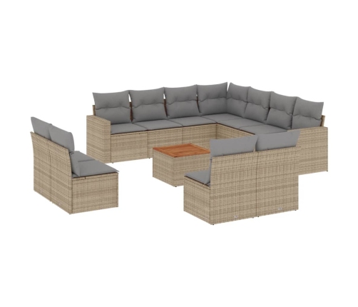 vidaXL 12-daļīgs dārza dīvāna komplekts, matrači, bēša PE rotangpalma