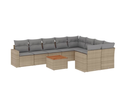 10-Daļīgs Dārza Dīvāna Komplekts, Matrači, Bēša Pe Rotangpalma Vidaxl