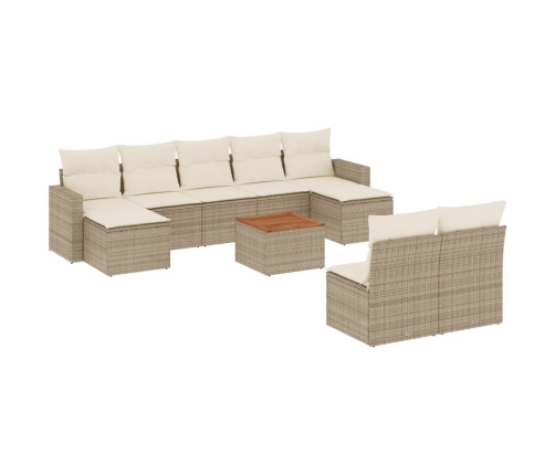 vidaXL 10-daļīgs dārza dīvāna komplekts, matrači, bēša PE rotangpalma