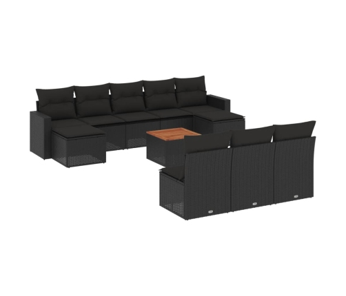 vidaXL 11-daļīgs dārza dīvāna komplekts, matrači, melna PE rotangpalma