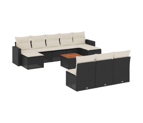 vidaXL 11-daļīgs dārza dīvāna komplekts, matrači, melna PE rotangpalma