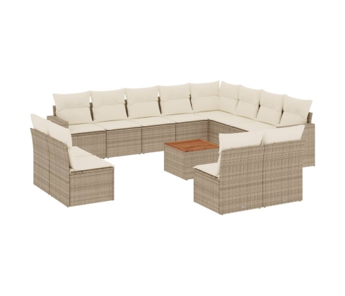 13-Daļīgs Dārza Dīvāna Komplekts, Matrači, Bēša Pe Rotangpalma  Vidaxl