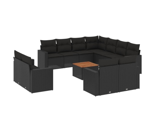 vidaXL 12-daļīgs dārza dīvānu komplekts, matrači, melna PE rotangpalma